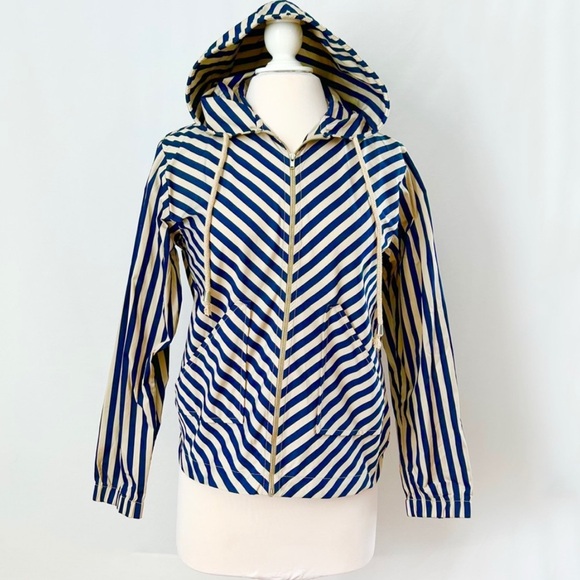 KULE Jackets & Blazers - KULE Navy Striped Nylon Windbreaker Jacket L